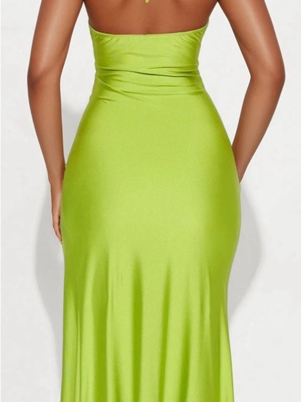 Lime Green Cutout Maxi Dress with Gold Hardware - Picture 2 of 4